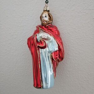 Glass Christmas ornament  Saint Joseph with Red glitter rope